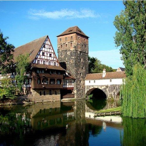 Henkersteg bridge in Nuremberg, known for the medieval architecture of its old city